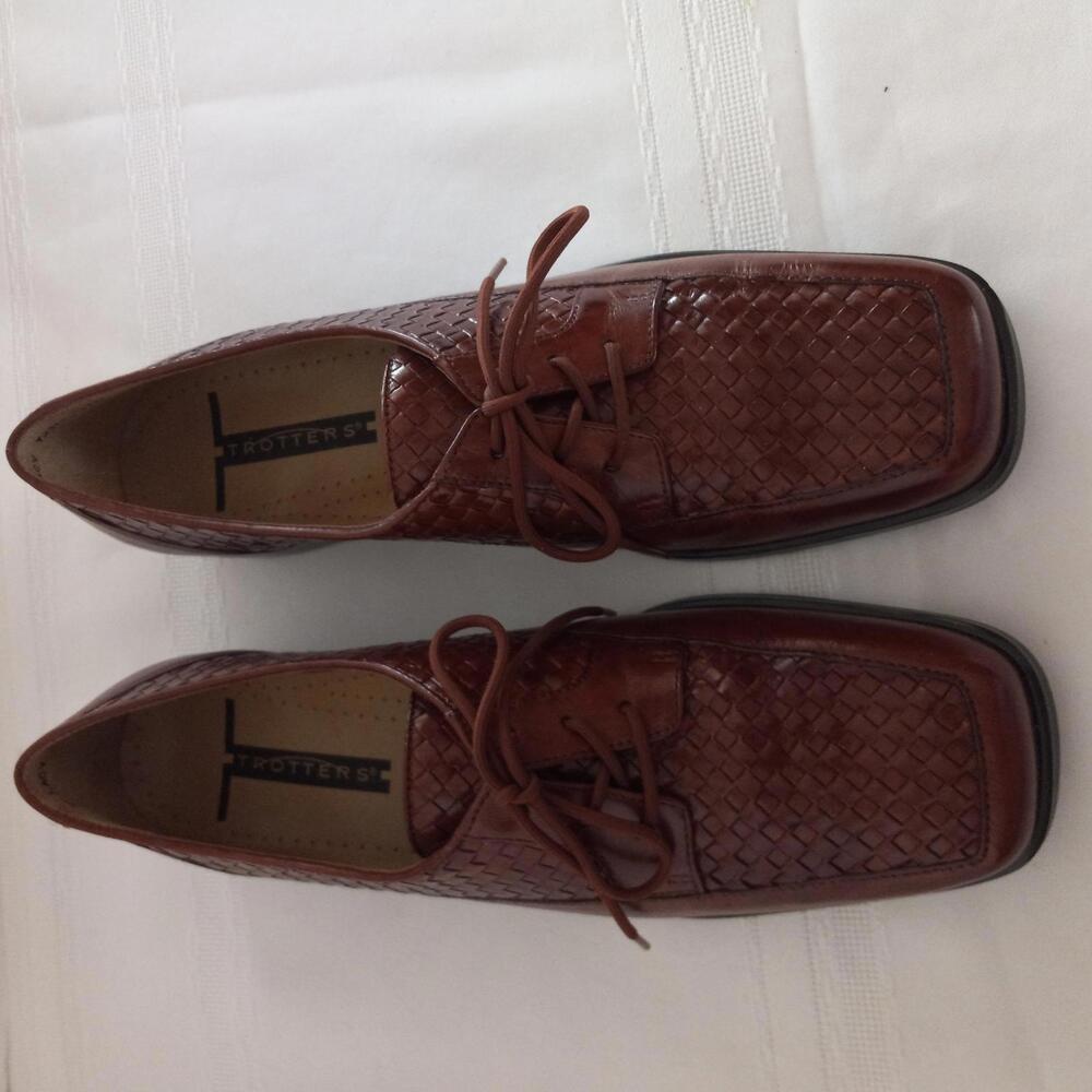 TROTTERS "Lacy" Stylish Woven Brown Leather Lace-Up Shoes Size 9 NARROW - Picture 5 of 6